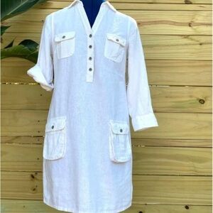 Old navy white linen shirt dress